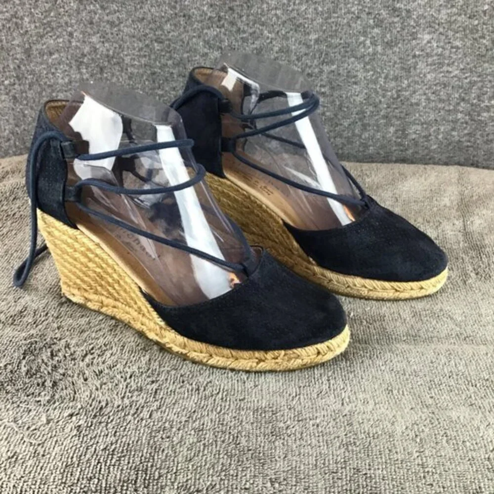 Eric Michael Handmade in Spain Sam Espadrilles Wedge Sandal Sz 38‎ Navy Blue